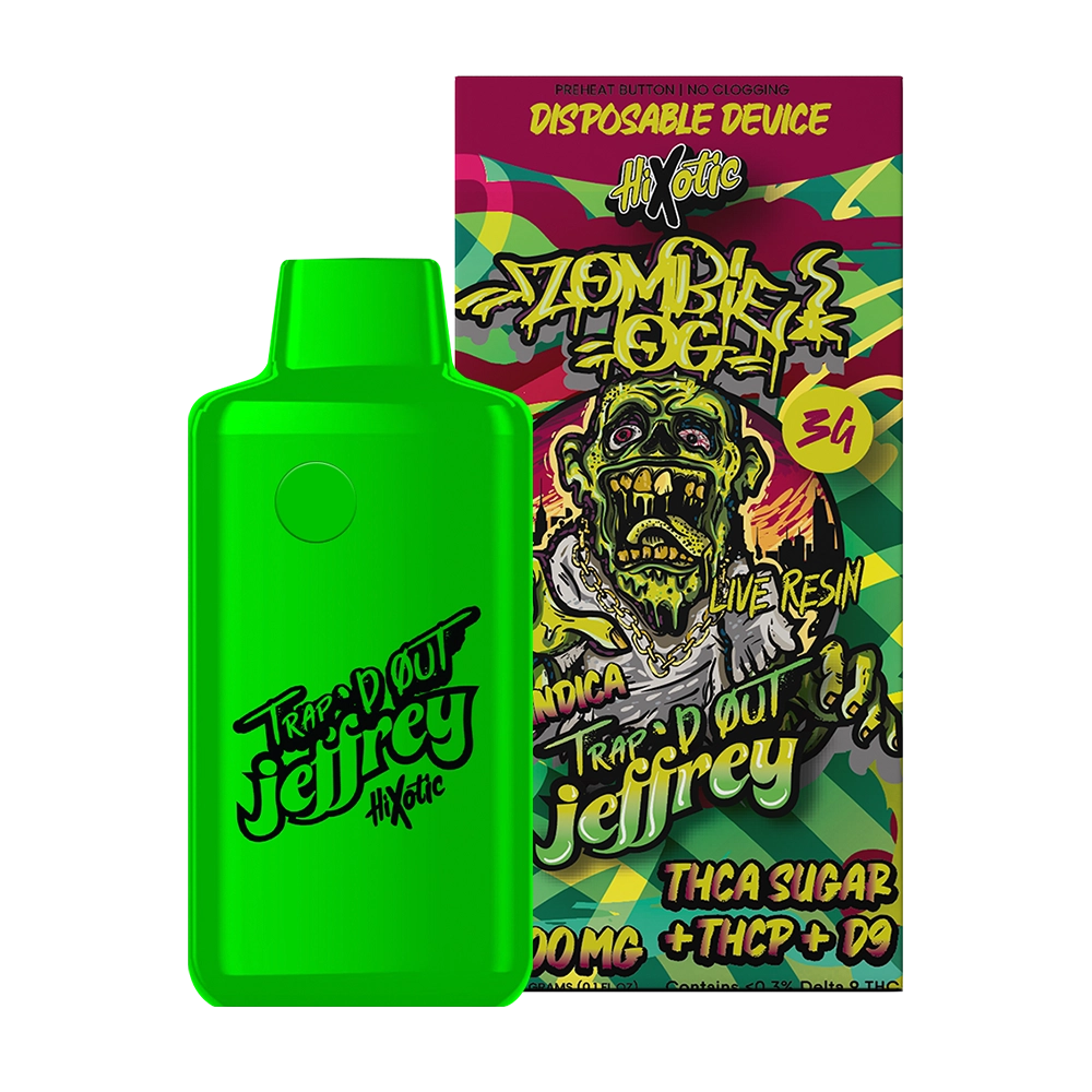 HiXotic TRap’d Out Jeffry Disposable (3g) - Zombie Og with packaging