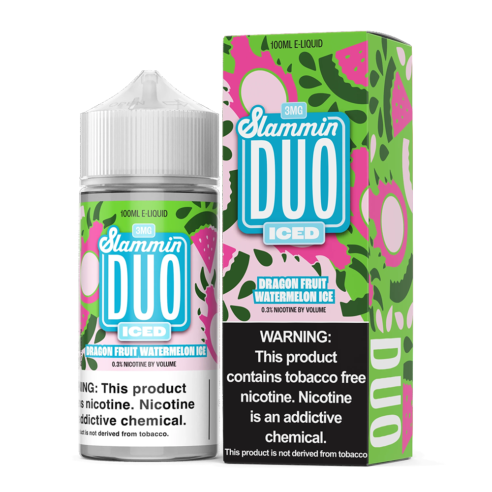 Slammin Duo Series E-Liquid 100mL (Freebase)- Dragonfruit Watermelon Ice with packaging