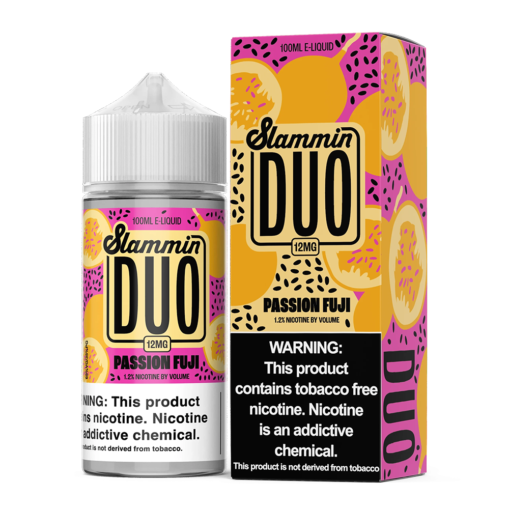 Slammin Duo Series E-Liquid 100mL (Freebase)- Passionfruit Fuji with packaging