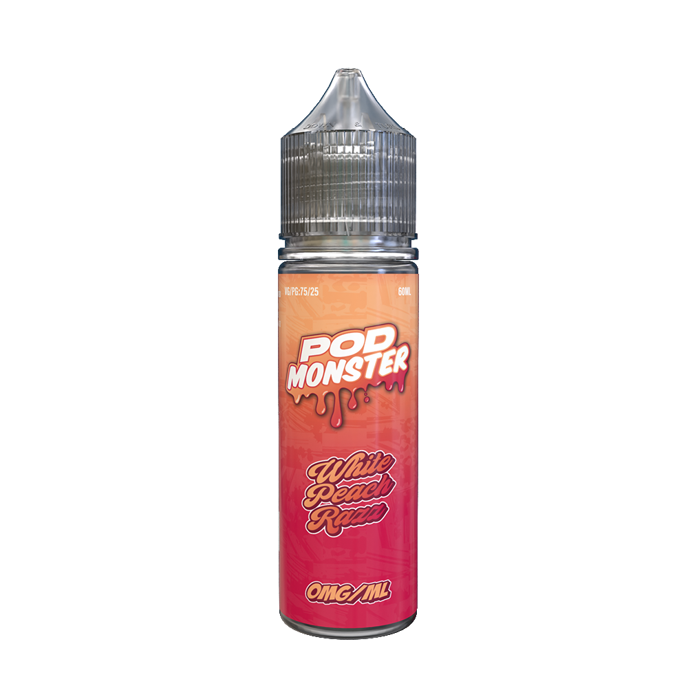 Pod Monster Series E-Liquid 60mL (Freebase) - White Peach Razz