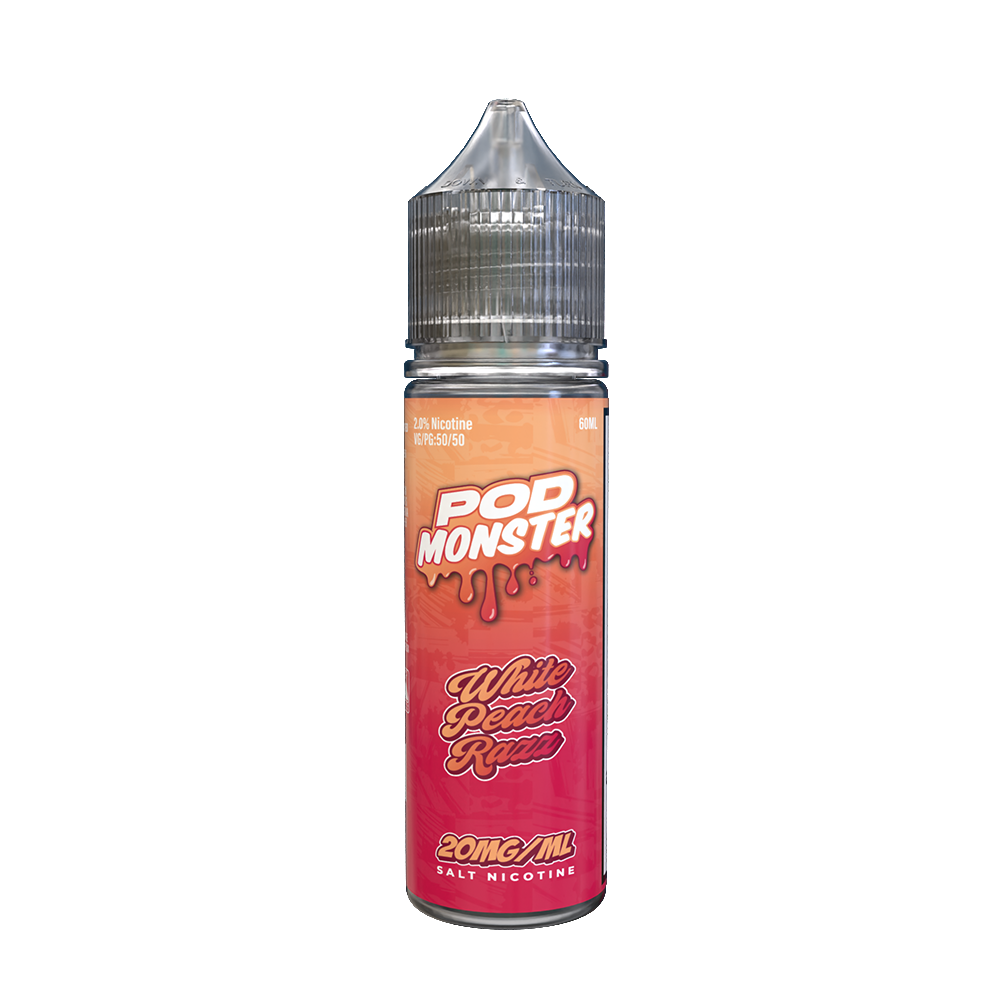 Pod Monster Series E-Liquid 60mL (Salt Nic) - White Peach Razz
