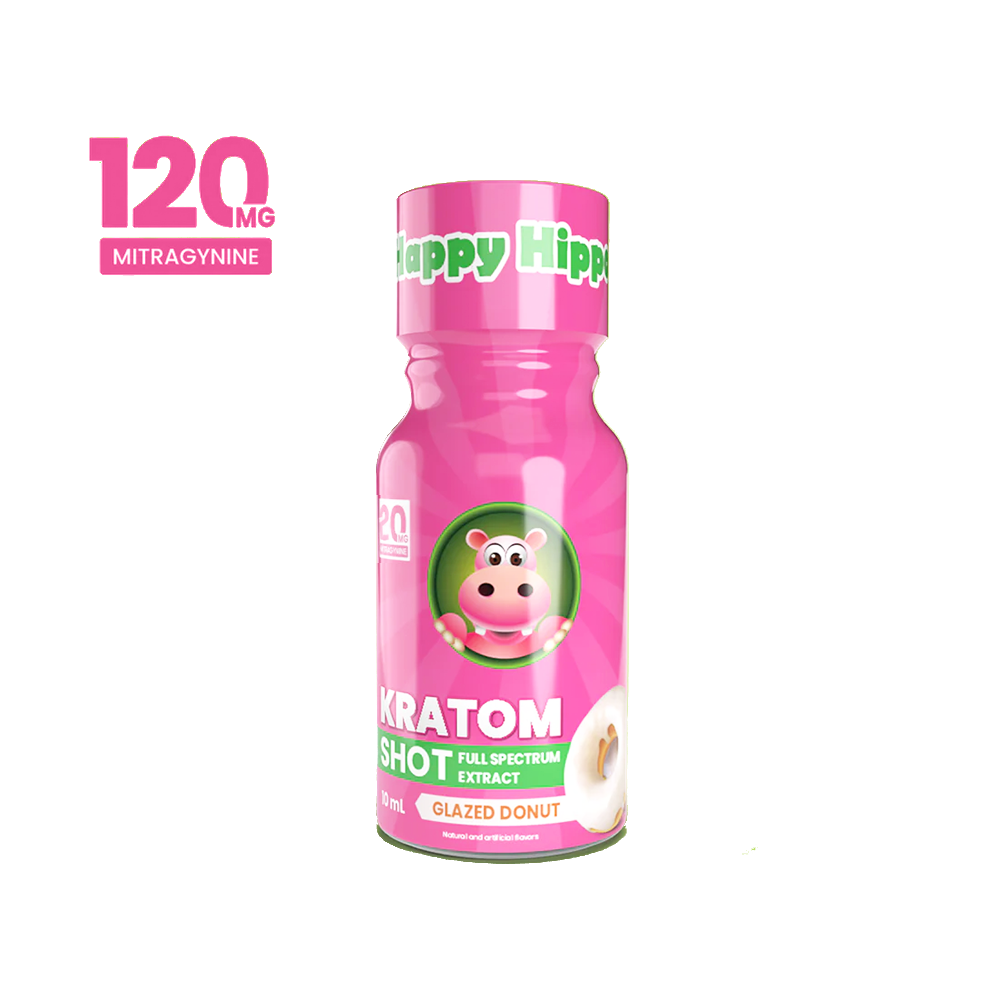 Happy Hippo Kratom Extract Liquid Shots 60-120mg 59mL Bottle (12pc Display) - Glazed Donut 120mg