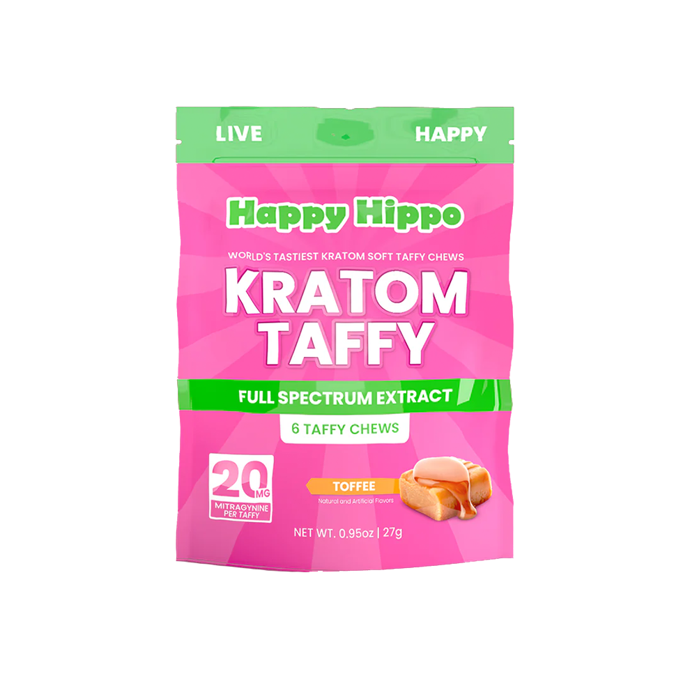Happy Hippo Kratom Taffy Chews 120mg 6pc Pouch (12pc Display)