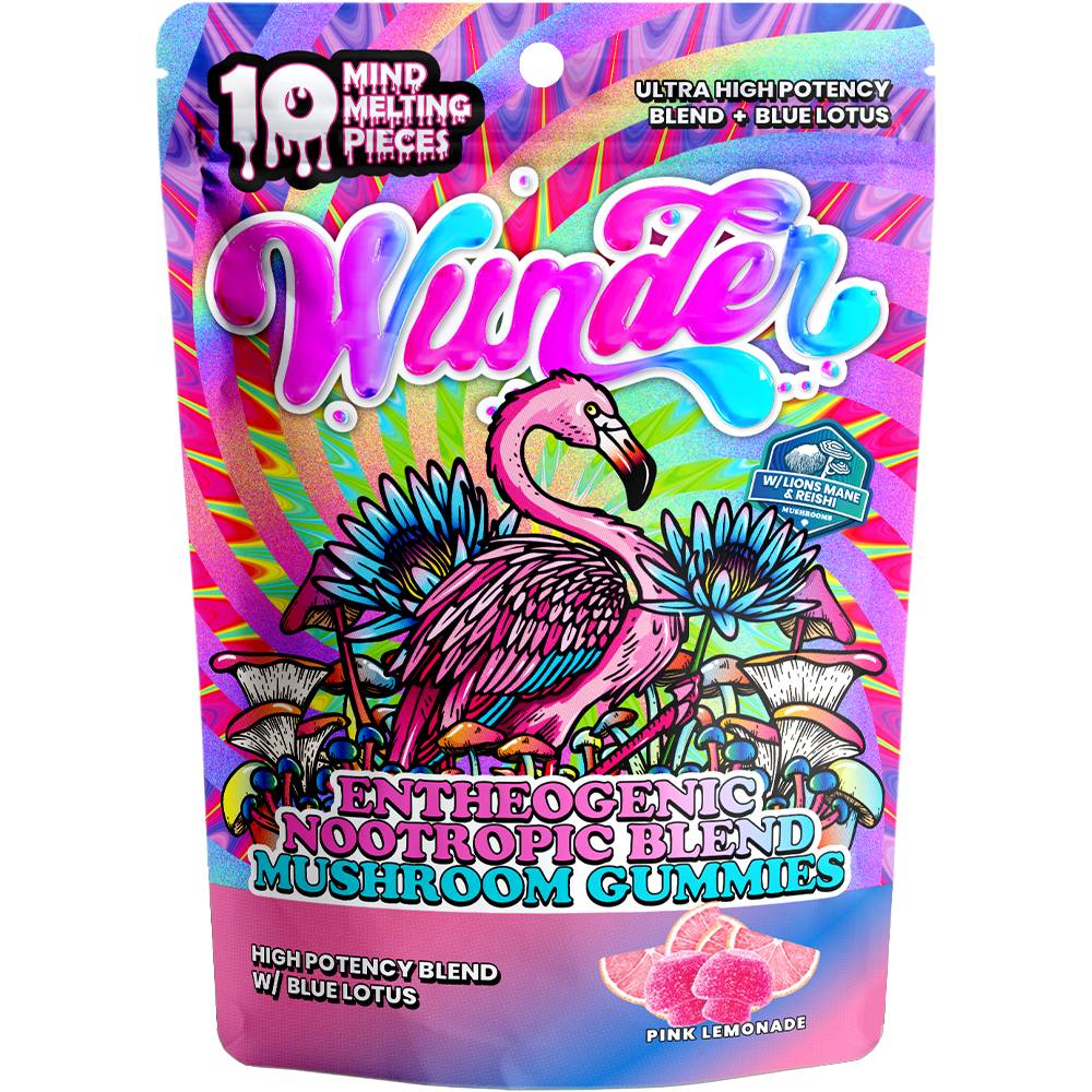 Wunder Mushroom Gummies (12000mg 10ct Pouch) | MOQ 10- Pink Lemonade