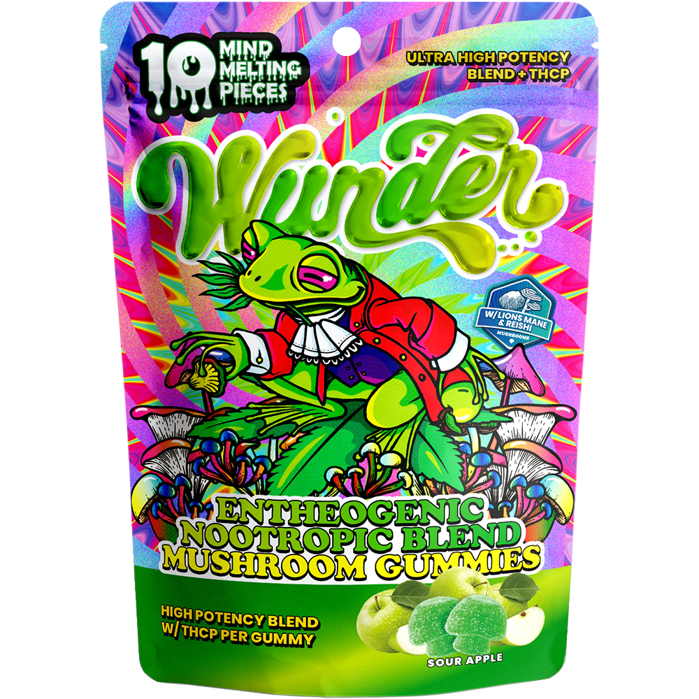 Wunder Mushroom Gummies (12000mg 10ct Pouch) | MOQ 10 - Sour Apple
