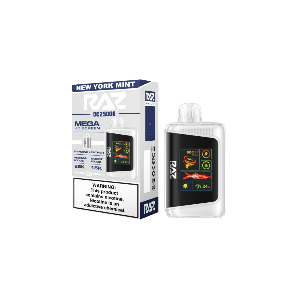RAZ DC25000 Disposable | 25000 Puffs | 16mL | 50mg | MOQ 5 | New York Mint with Packaging