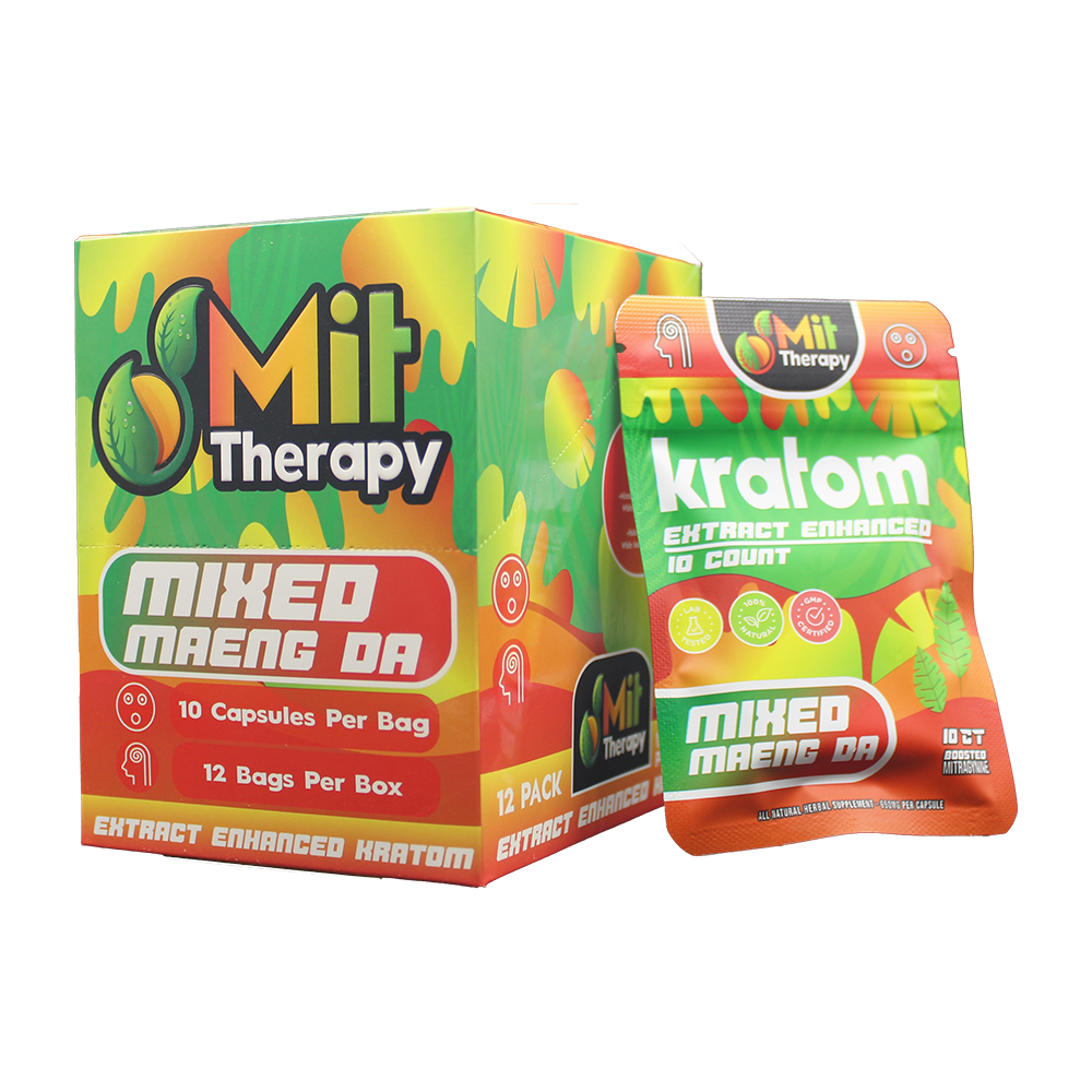 MIT Therapy Kratom Capsules 650mg 10ct Pouch (12pc Display) - Mixed Maeng Da with packaging
