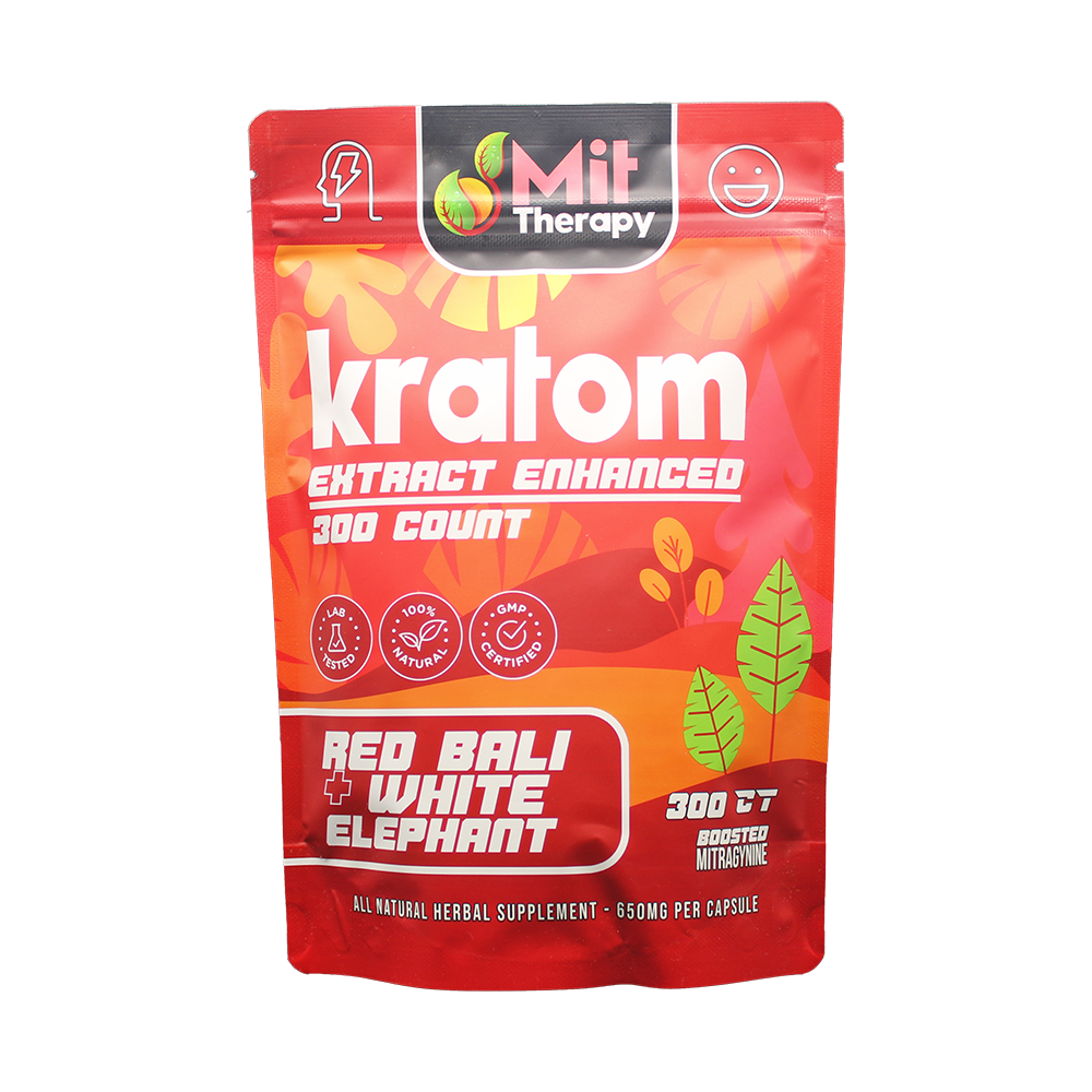 MIT Therapy Kratom Capsules (650mg 300ct Pouch) - Red Bali/ White Elephant