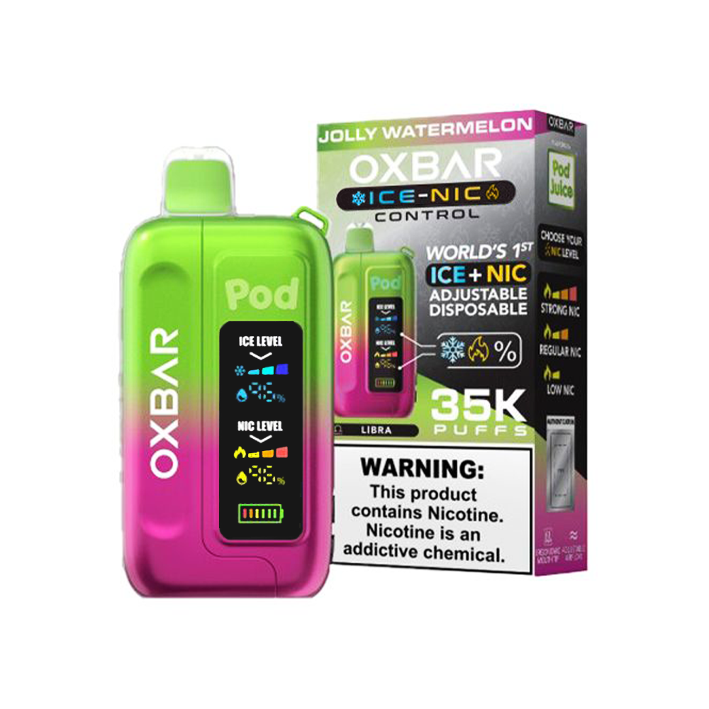 Oxbar Ice-Nic Control Pod Juice Edition Disposable | 35000 Puffs | 14mL | 50mg | MOQ 5 | Jolly Watermelon with packaging