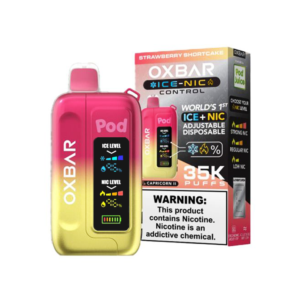 Oxbar Ice-Nic Control Pod Juice Edition Disposable | 35000 Puffs | 14mL | 50mg | MOQ 5 | Strawberry Shortcake with packaging