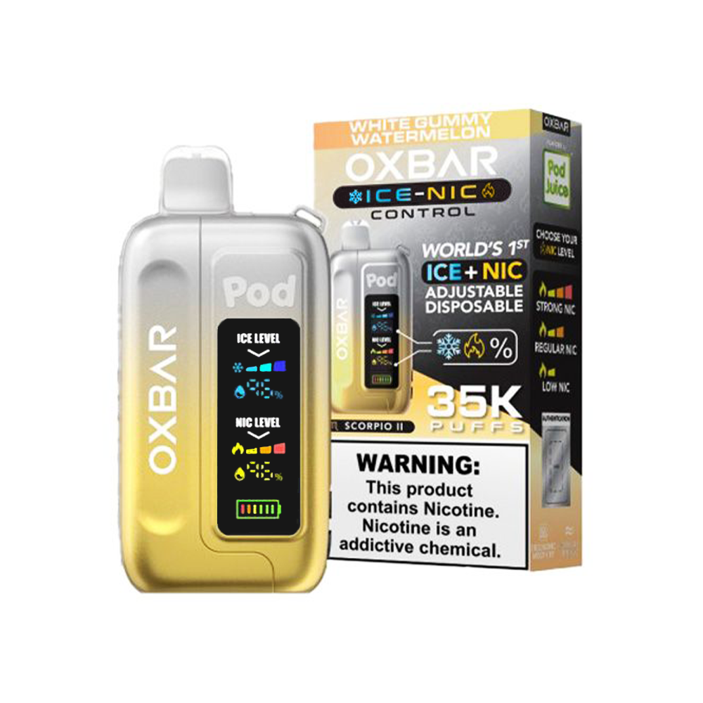 Oxbar Ice-Nic Control Pod Juice Edition Disposable | 35000 Puffs | 14mL | 50mg | MOQ 5 | White Gummy Watermelon with packaging