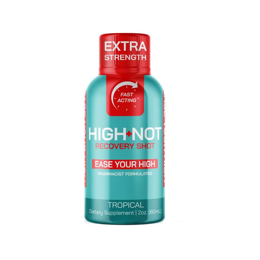 High Not THC Recovery Liquid Shots 60mL (12pc Display) - Tropical Extra Strength