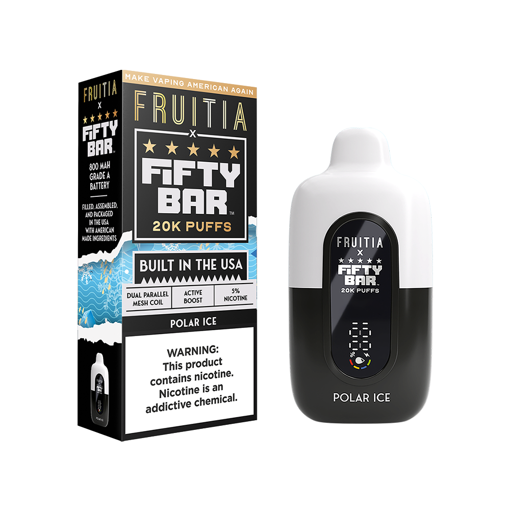 Fifty Bar Fruitia Disposable | 20000 Puffs | 16mL | 50mg | MOQ 5 | Polar Ice with packaging
