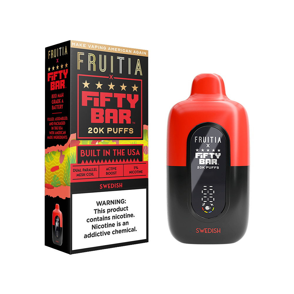 Fifty Bar Fruitia Disposable | 20000 Puffs | 16mL | 50mg | MOQ 5 | Swedish with packaging