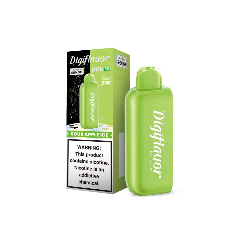 Geek Bar Digi Flavor BRK Pods | 20000 Puff | 12mL | 50mg | (Pod Only) | MOQ 5  | Sour Apple Ice with packaging