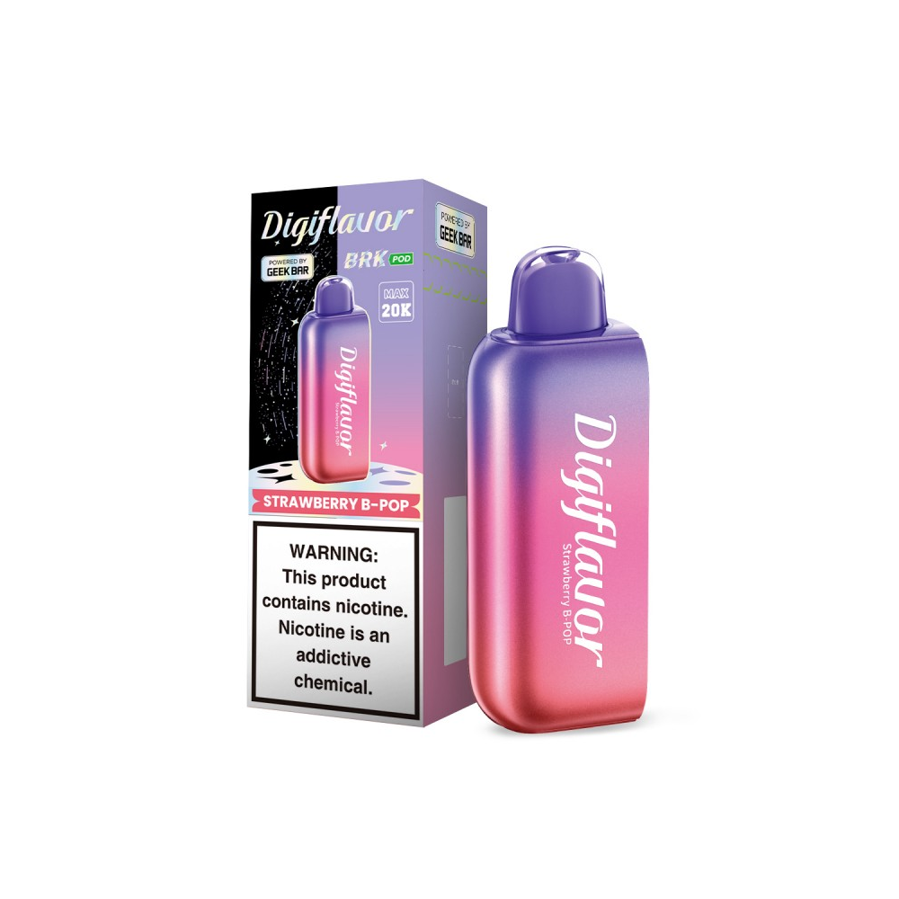 Geek Bar Digi Flavor BRK Pods | 20000 Puff | 12mL | 50mg | (Pod Only) | MOQ 5  | Strawberry B-Pop with packaging