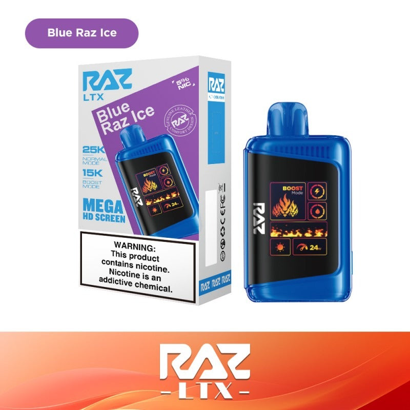 RAZ LTX Disposable | 25000 Puffs | 16mL | 50mg | MOQ 5 | Blue Razz Ice with packaging