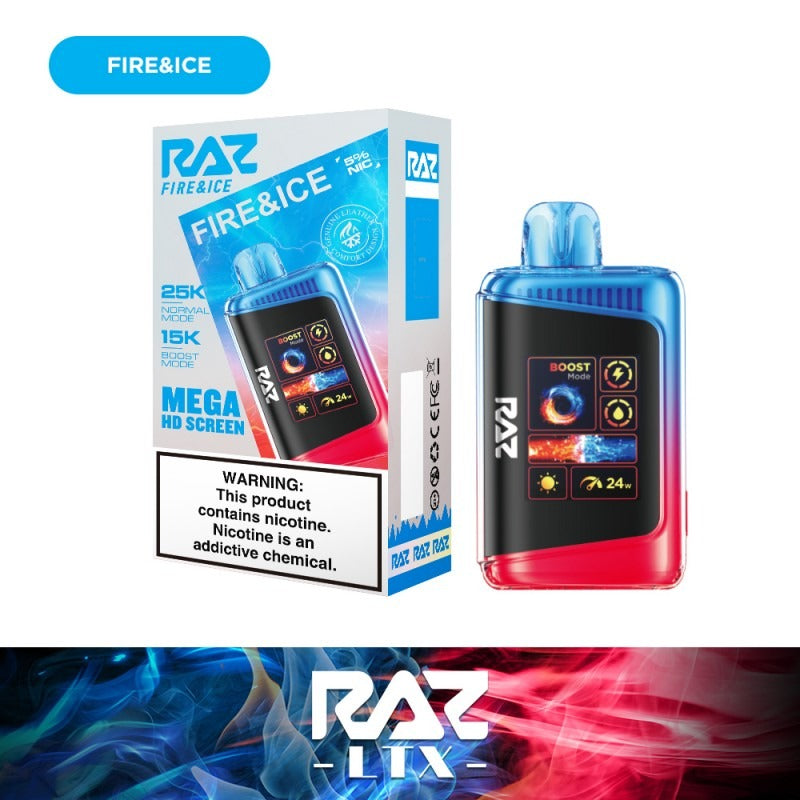 RAZ LTX Disposable | 25000 Puffs | 16mL | 50mg | MOQ 5 | Fire & Ice with packaging