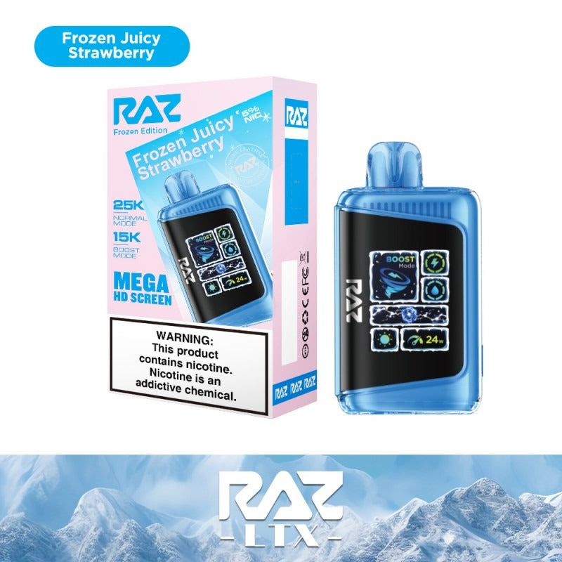 RAZ LTX Disposable | 25000 Puffs | 16mL | 50mg | MOQ 5 | Frozen Juicy Strawberry with packaging