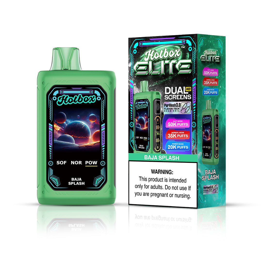 Puff Labs Hotbox Elite Disposable | 50000 Puffs | 30mL | 50mg | MOQ 5 | Baja Splash with packaging