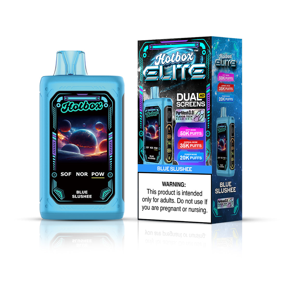 Puff Labs Hotbox Elite Disposable | 50000 Puffs | 30mL | 50mg | MOQ 5 | Blue Slushee with packaging
