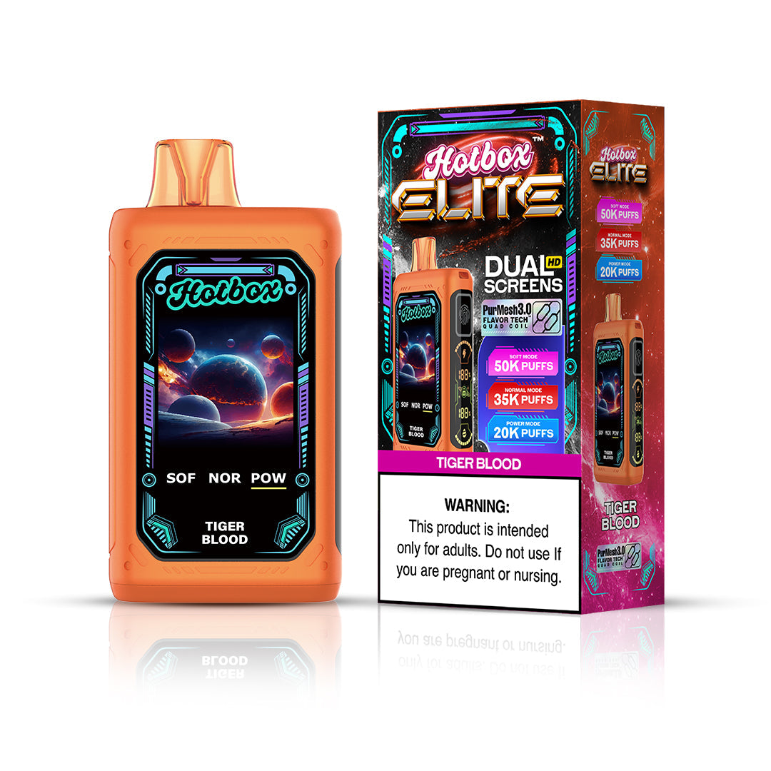 Puff Labs Hotbox Elite Disposable | 50000 Puffs | 30mL | 50mg | MOQ 5 | Tiger Blood with packaging