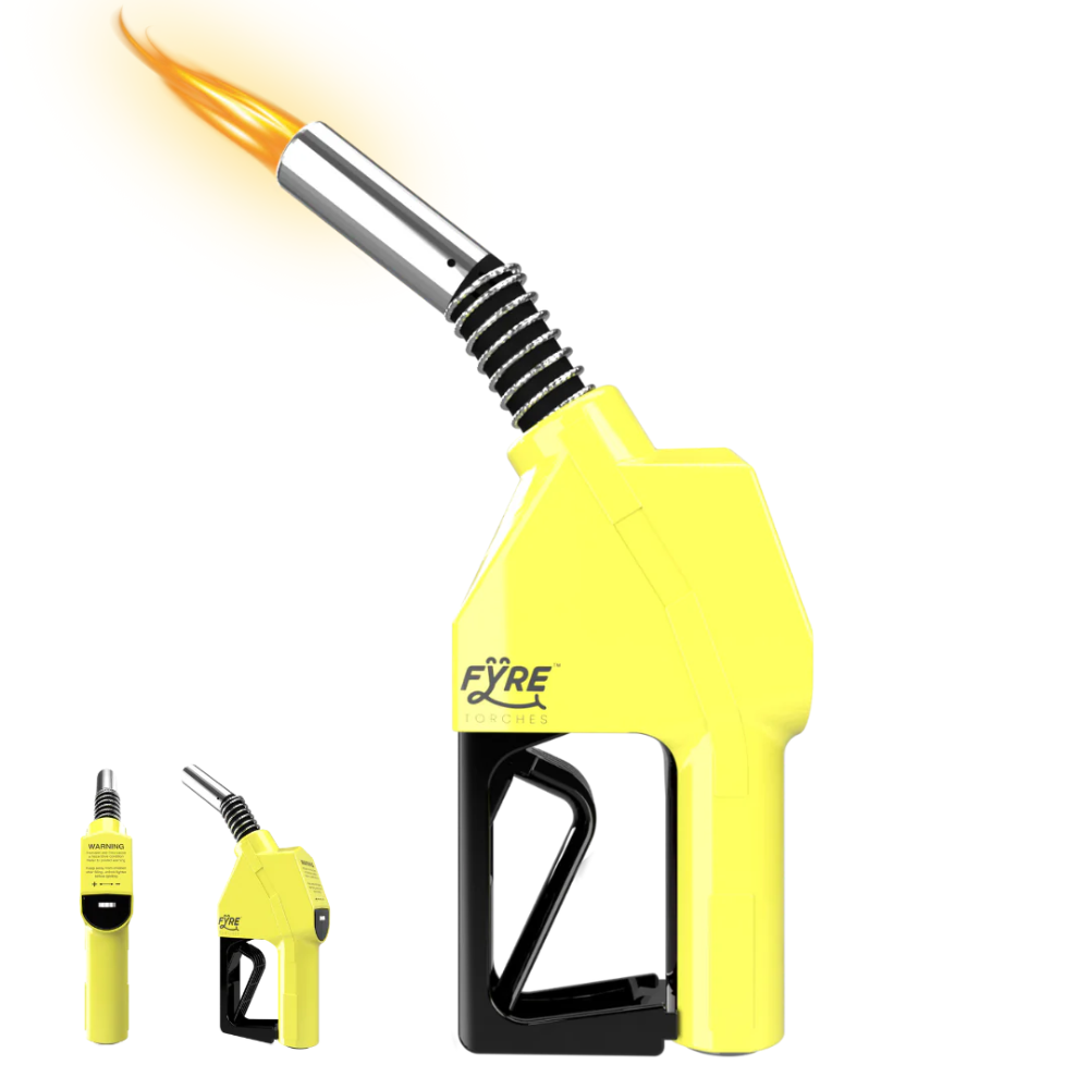 Smyle Labs Fyre “Gas Pump” Shaped Torch Refillable and Adjustable Flame - Yellow
