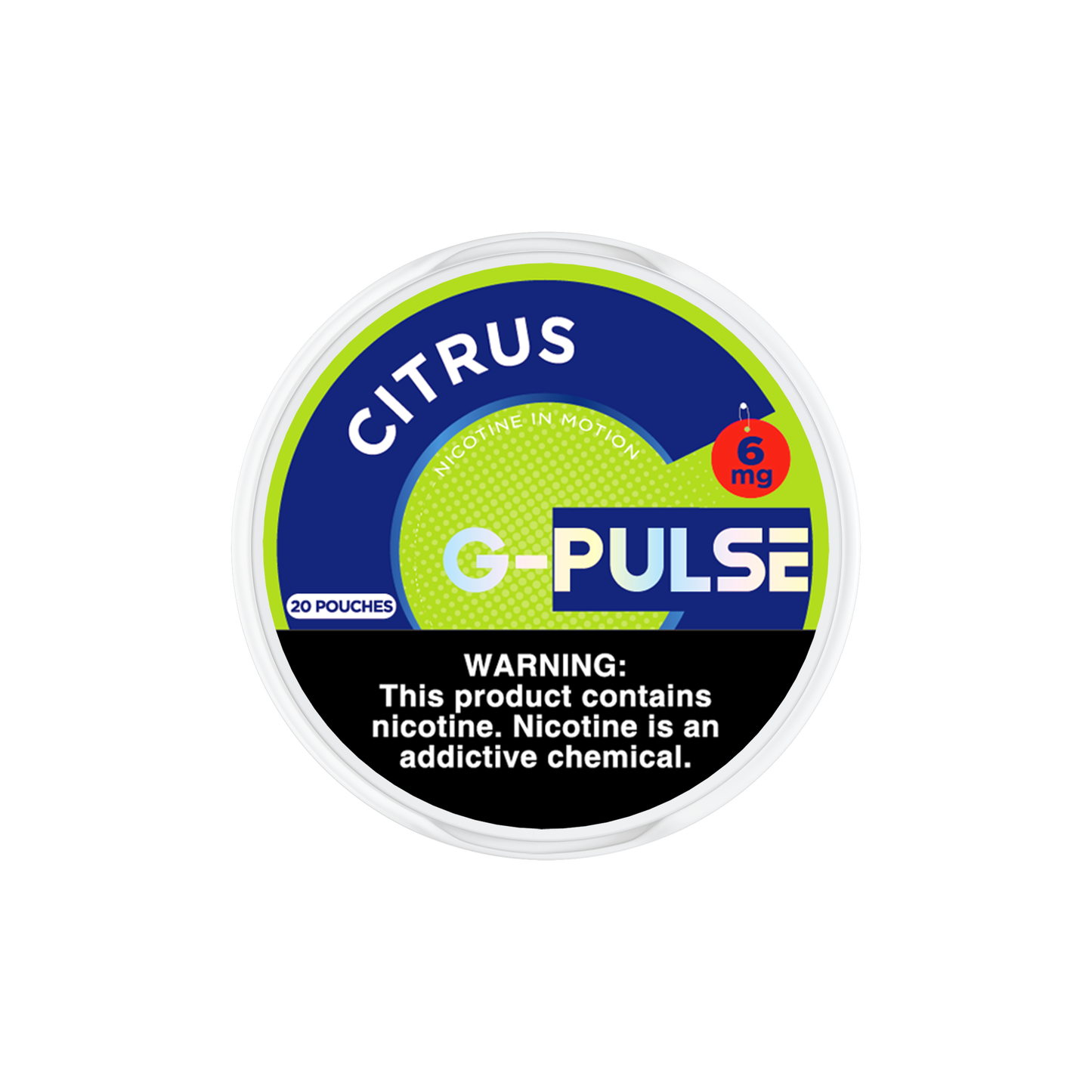 G Pulse Nicotine Pouches | 20ct Can | 6mg | 5pc Display | Citrus