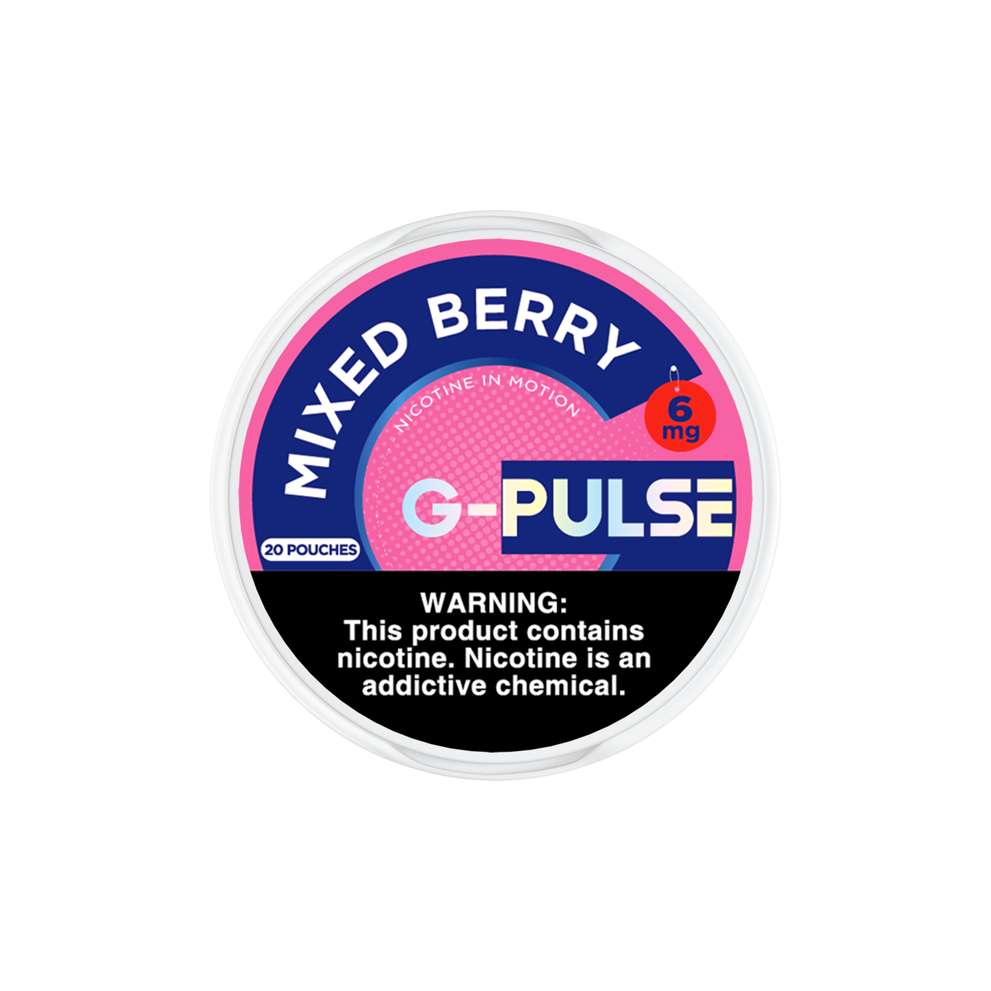 G Pulse Nicotine Pouches | 20ct Can | 6mg | 5pc Display | Mixed Berry