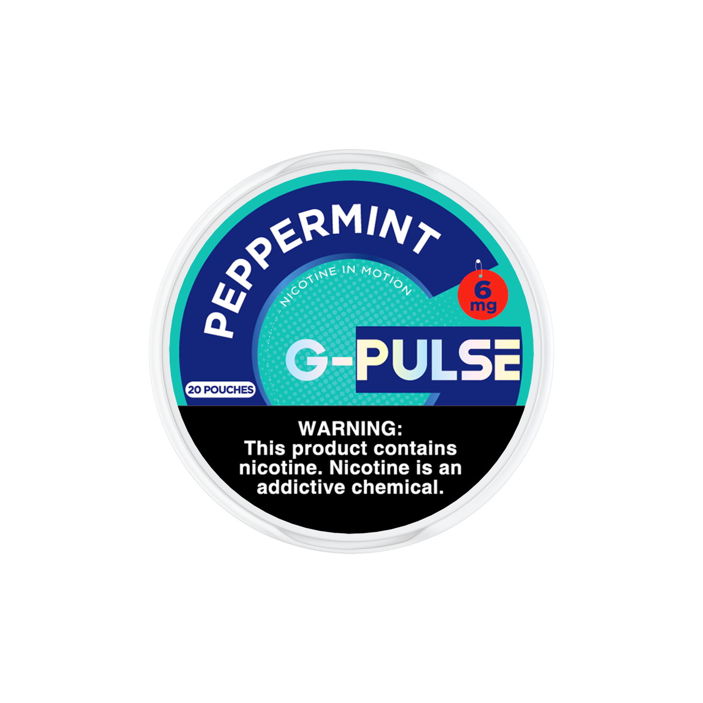 G Pulse Nicotine Pouches | 20ct Can | 6mg | 5pc Display | Peppermint