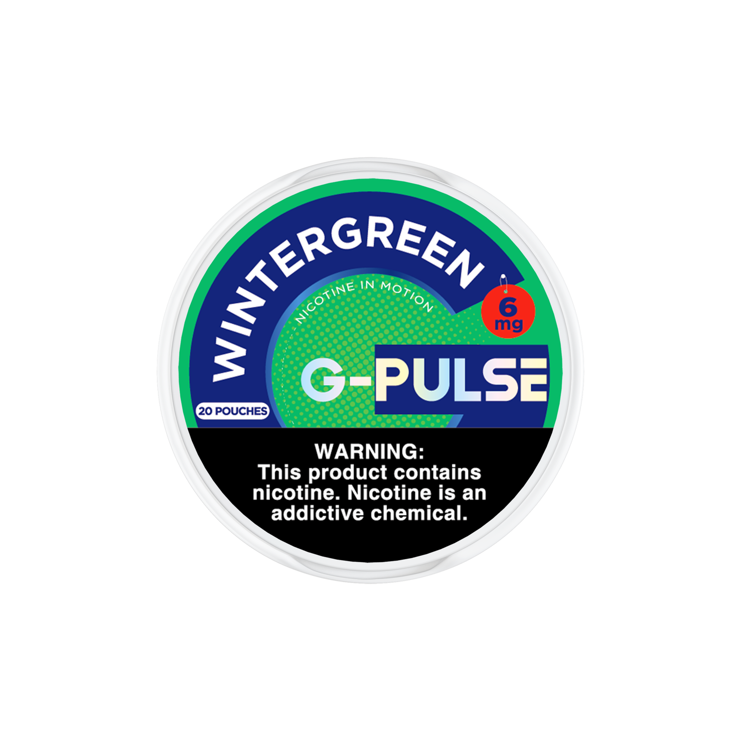 G Pulse Nicotine Pouches | 20ct Can | 6mg | 5pc Display | Wintergreen