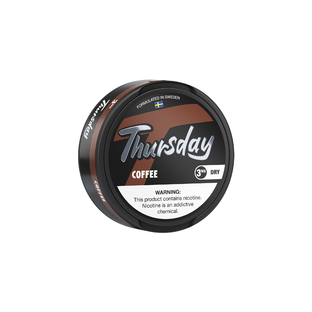 Thursday Dry Nicotine Pouches | 20ct Can | 3mg | 5pc Display | Coffee
