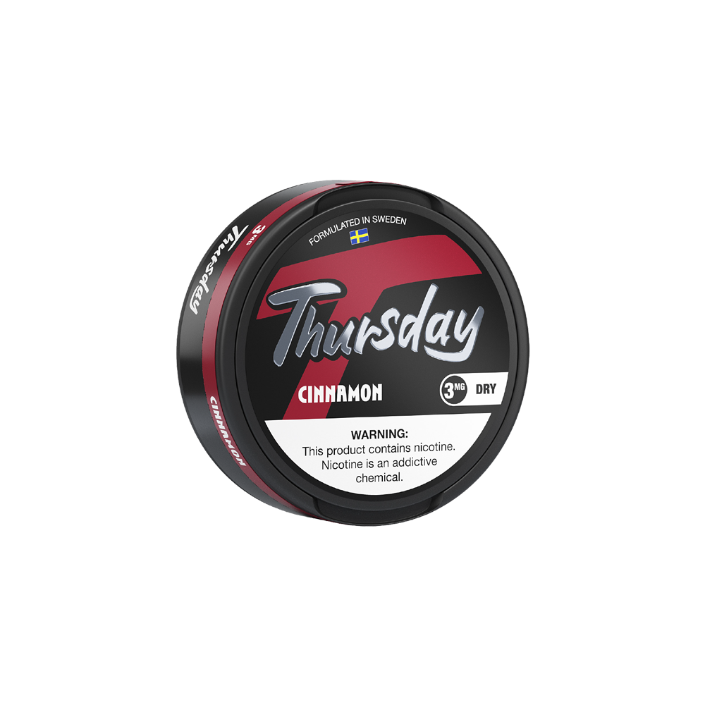 Thursday Dry Nicotine Pouches | 20ct Can | 3mg | 5pc Display | Cinnamon
