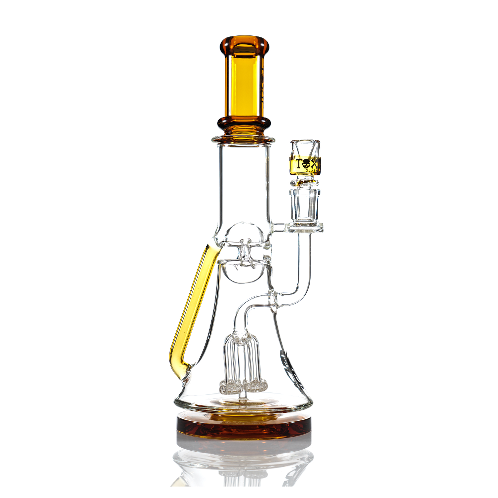 MKGlass (Water Pipe) TX40 Toxic Squid Perc Recycler Beaker - Gold