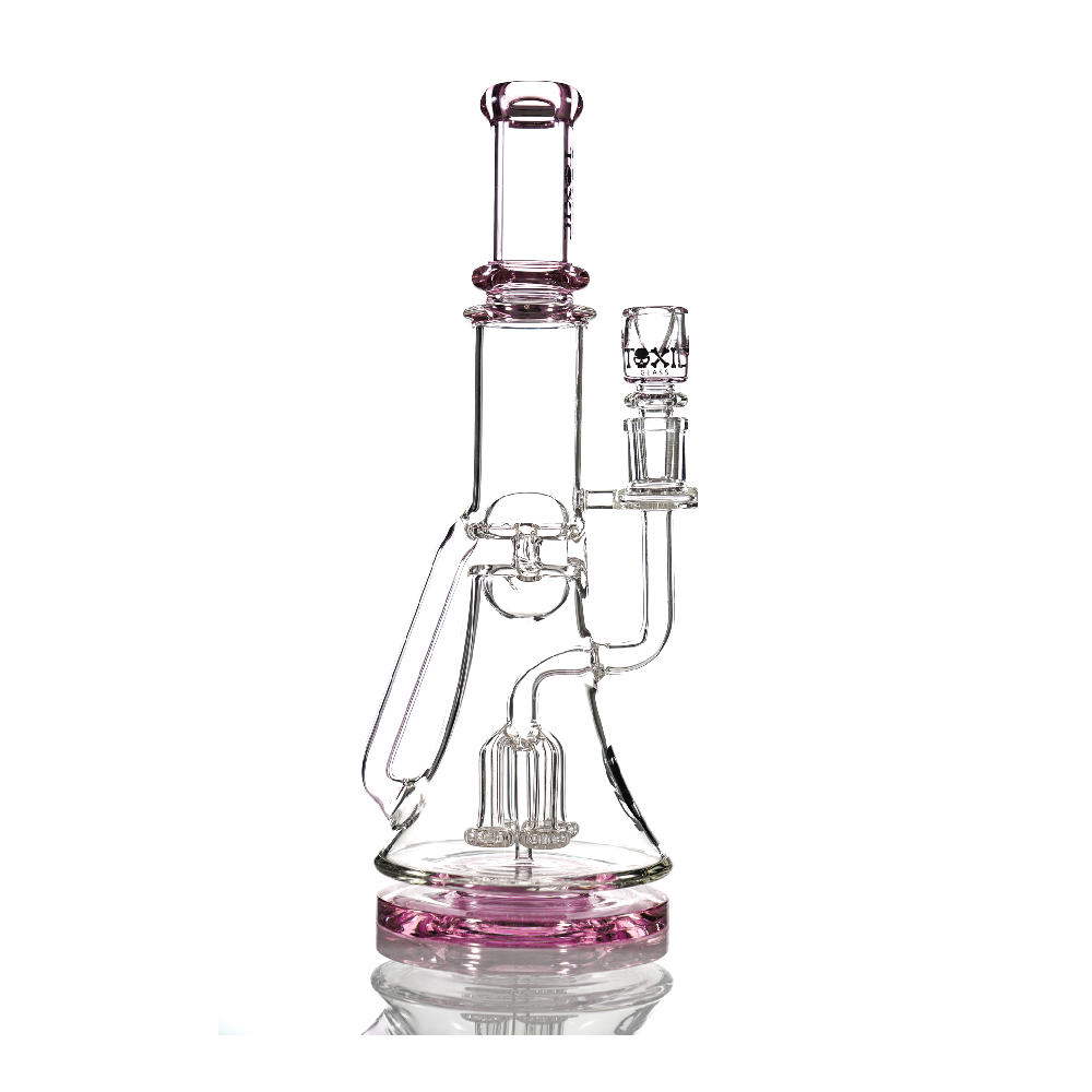 MKGlass (Water Pipe) TX40 Toxic Squid Perc Recycler Beaker - Pink