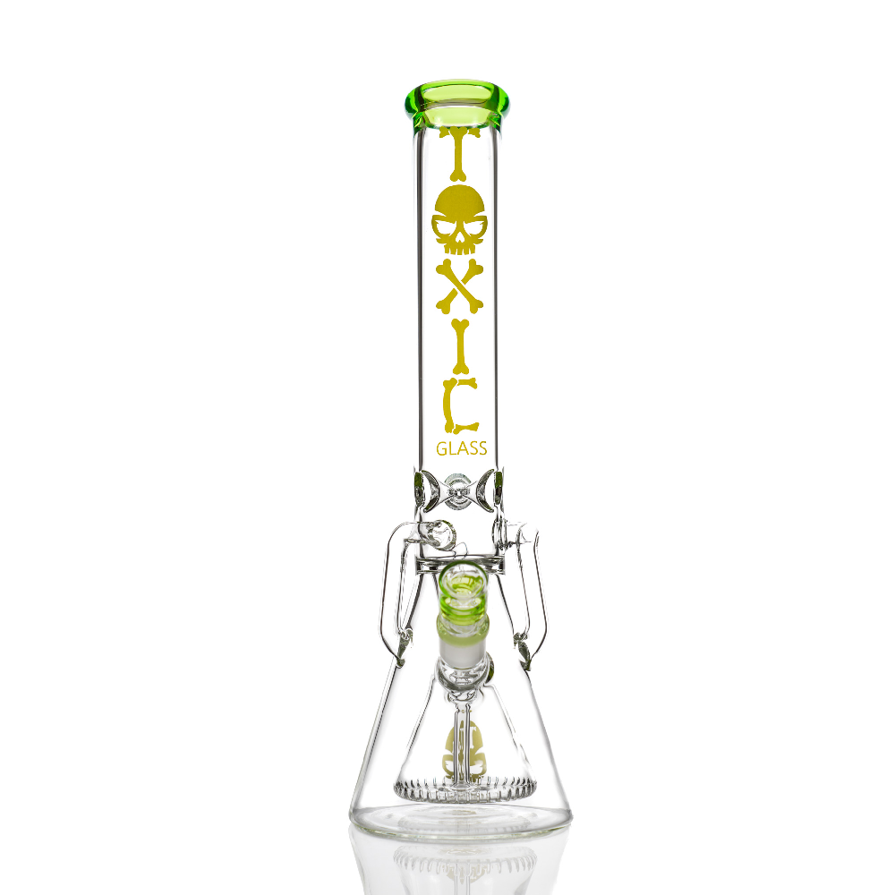 MKGlass (Water Pipe) TX72 Toxic 16″ Pyramid Recycler Beaker - Slime Green