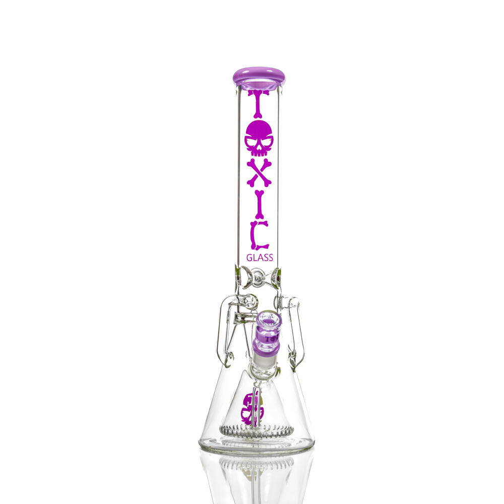 MKGlass (Water Pipe) TX72 Toxic 16″ Pyramid Recycler Beaker - Slime Purple