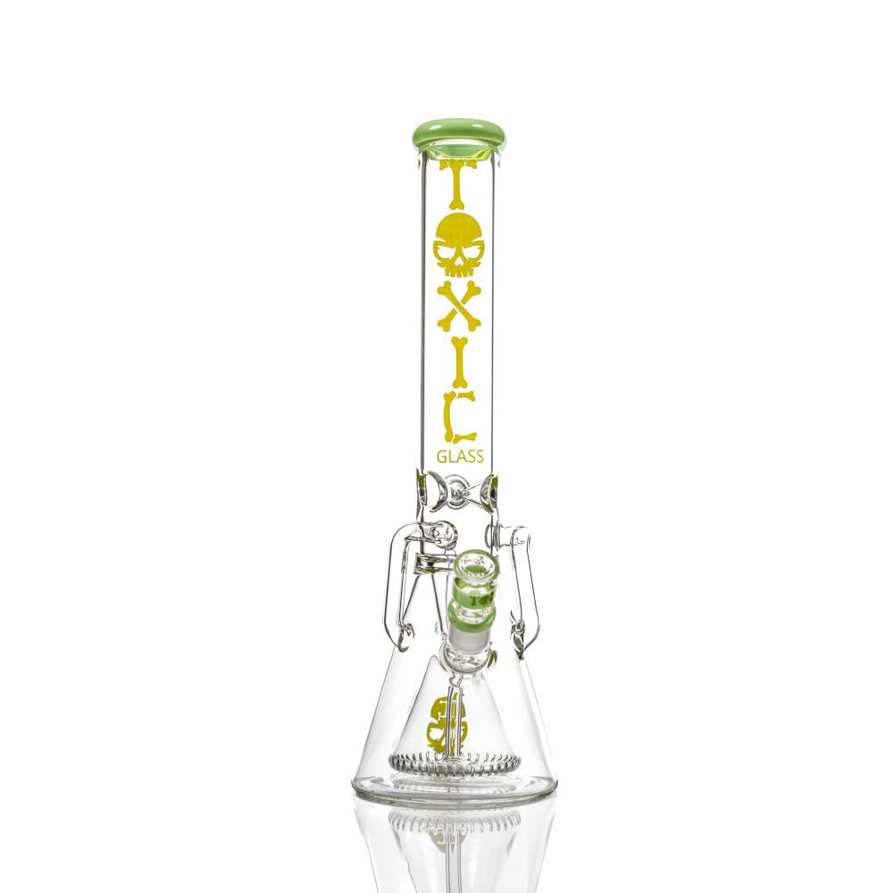 MKGlass (Water Pipe) TX72 Toxic 16″ Pyramid Recycler Beaker - Lime