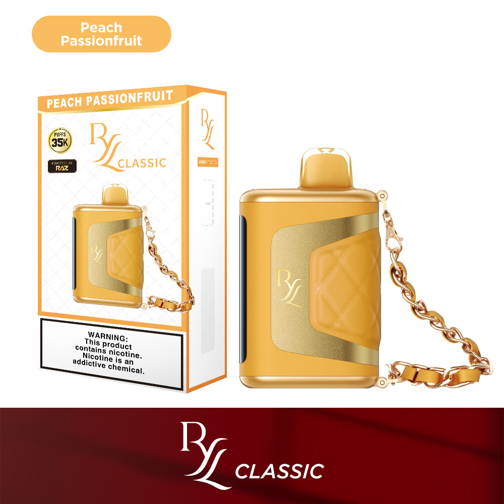 RYL Classic Disposable | 35000 Puff | 16.5mL | 50mg | MOQ 5 | Peach Passionfruit with packaging