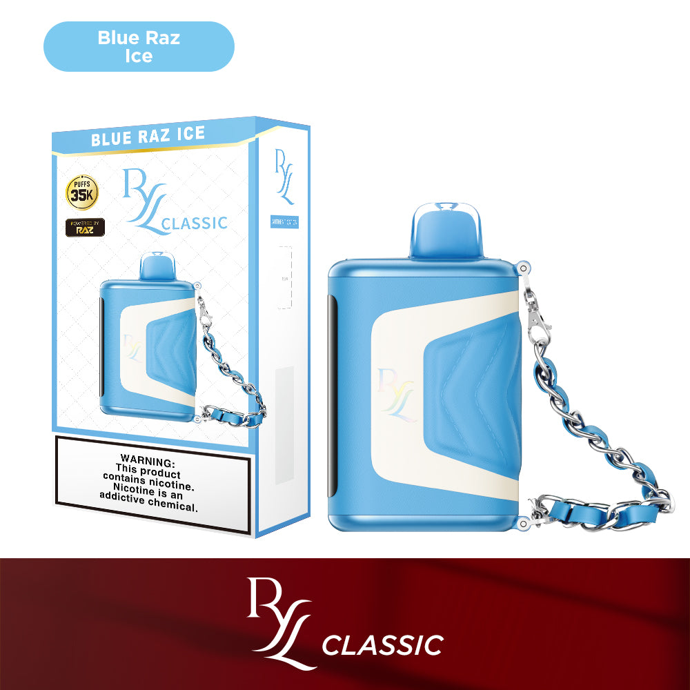 RYL Classic Disposable | 35000 Puff | 16.5mL | 50mg | MOQ 5 | Blue Raz Ice with packaging