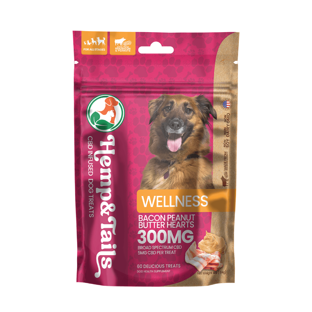 Hemp and Tails CBD Pet Treats - Bacon Peanut Butter Hearts Wellness(Dog Treats)
