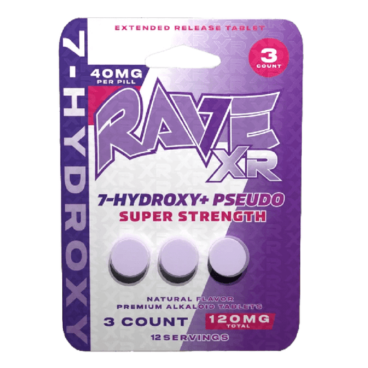 Rave Kratom 7 Hydroxy SS Tablets (120 mg 3 ct tablet) Extended Release XR