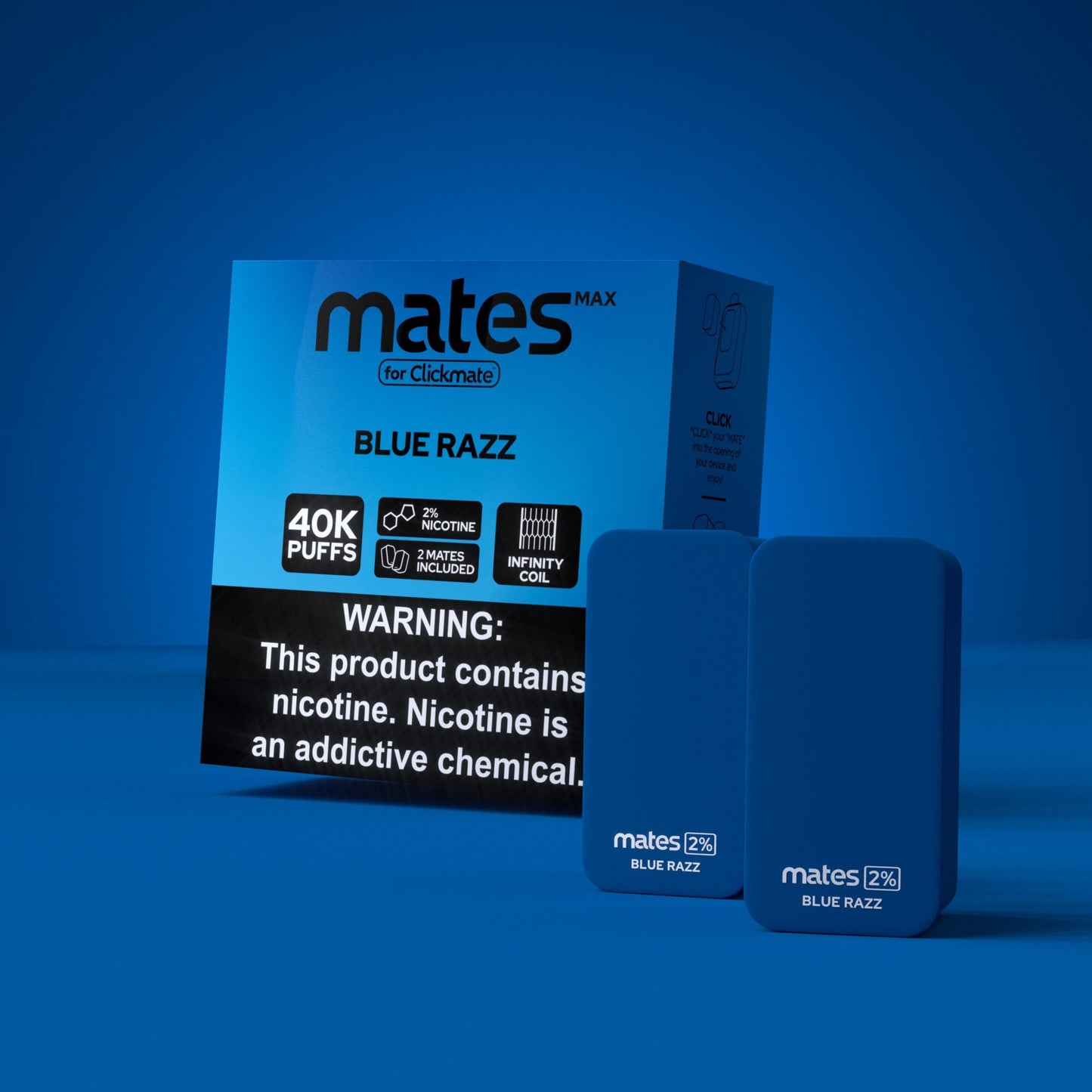 7Daze Clickmates | 5% Prefilled Mates MAX | (2-Pack) | Blue Razz with packaging