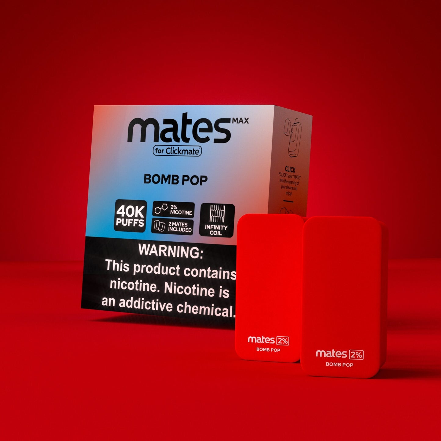 7Daze Clickmates | 2% Prefilled Mates MAX | (2-Pack) | Bomb Pop with packaging