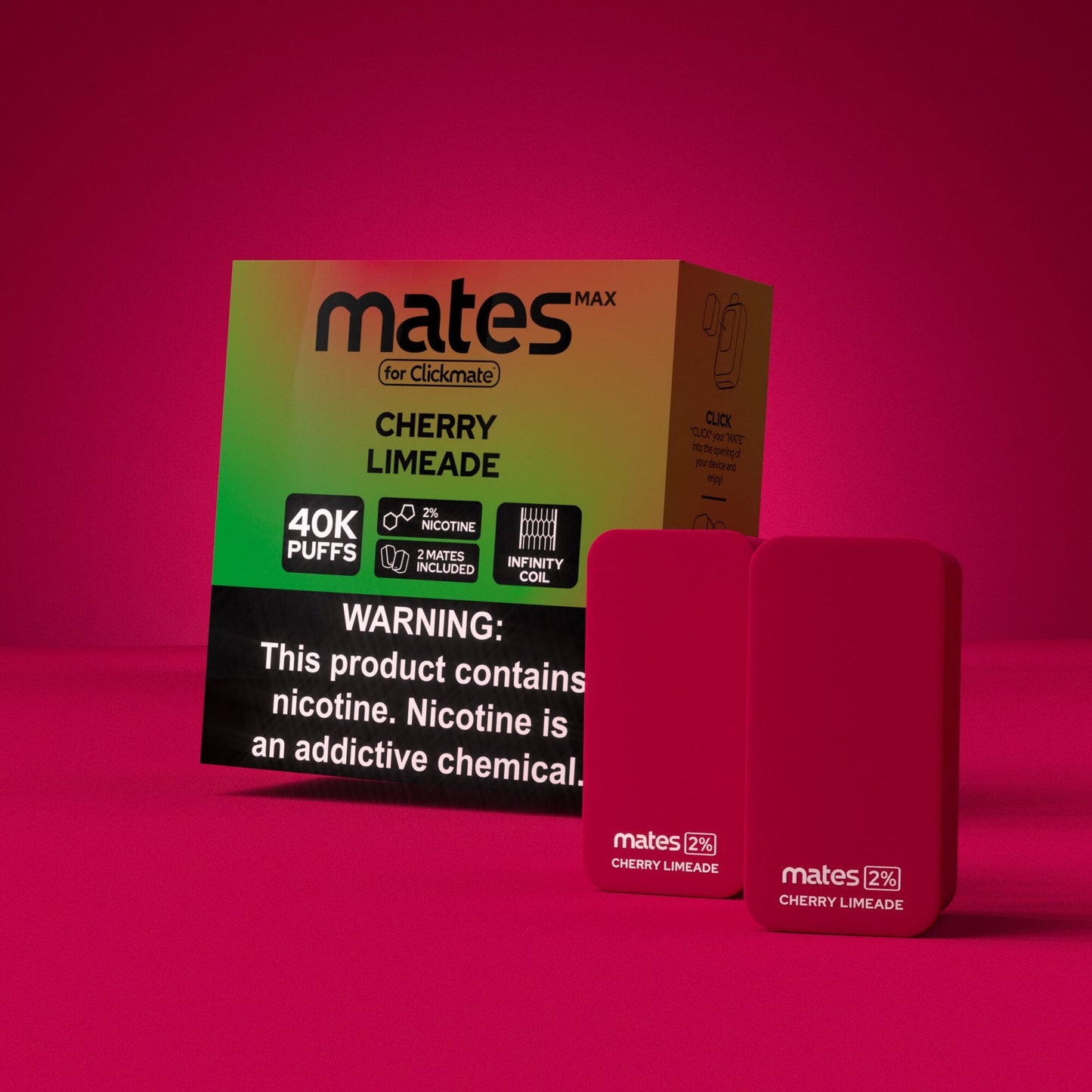 7Daze Clickmates | 2% Prefilled Mates MAX | (2-Pack) | Cherry Limeade with packaging