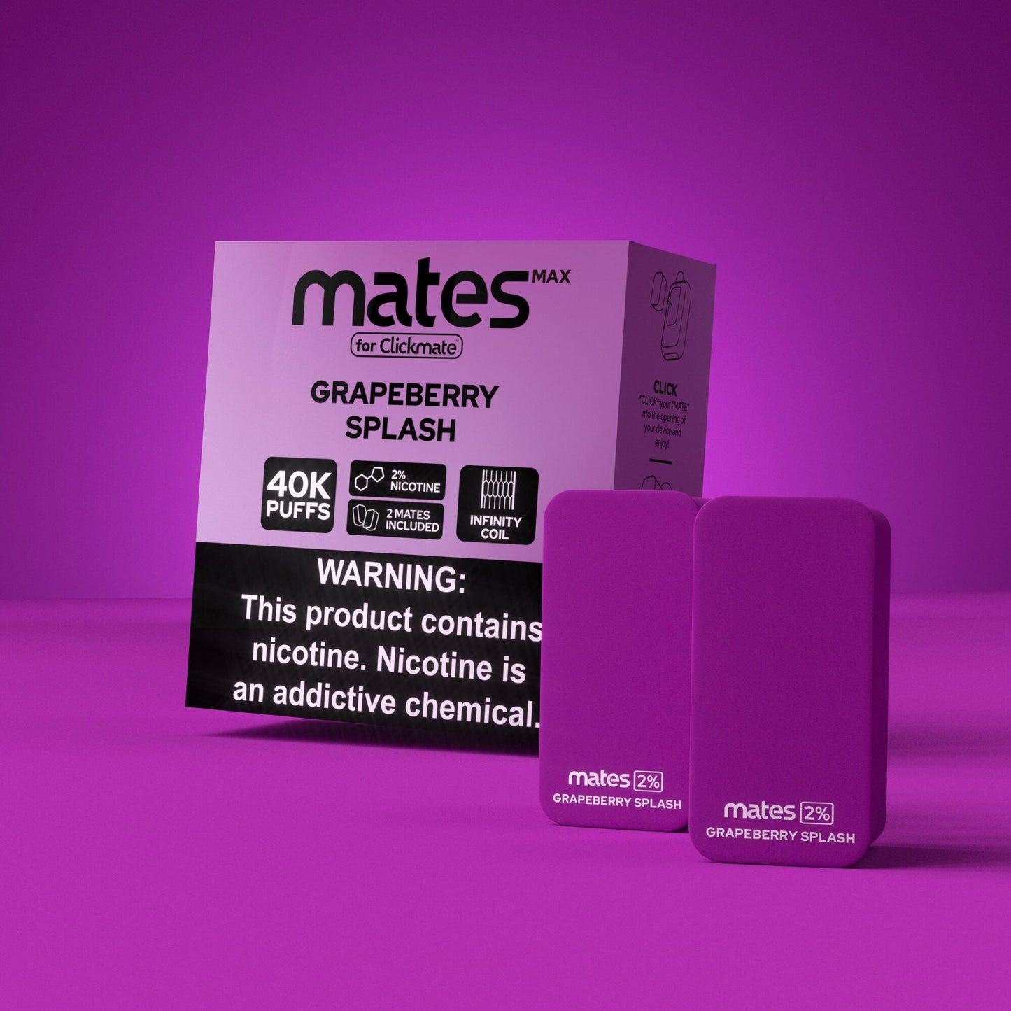 7Daze Clickmates | 2% Prefilled Mates MAX | (2-Pack) | Grapeberry Splash with packaging