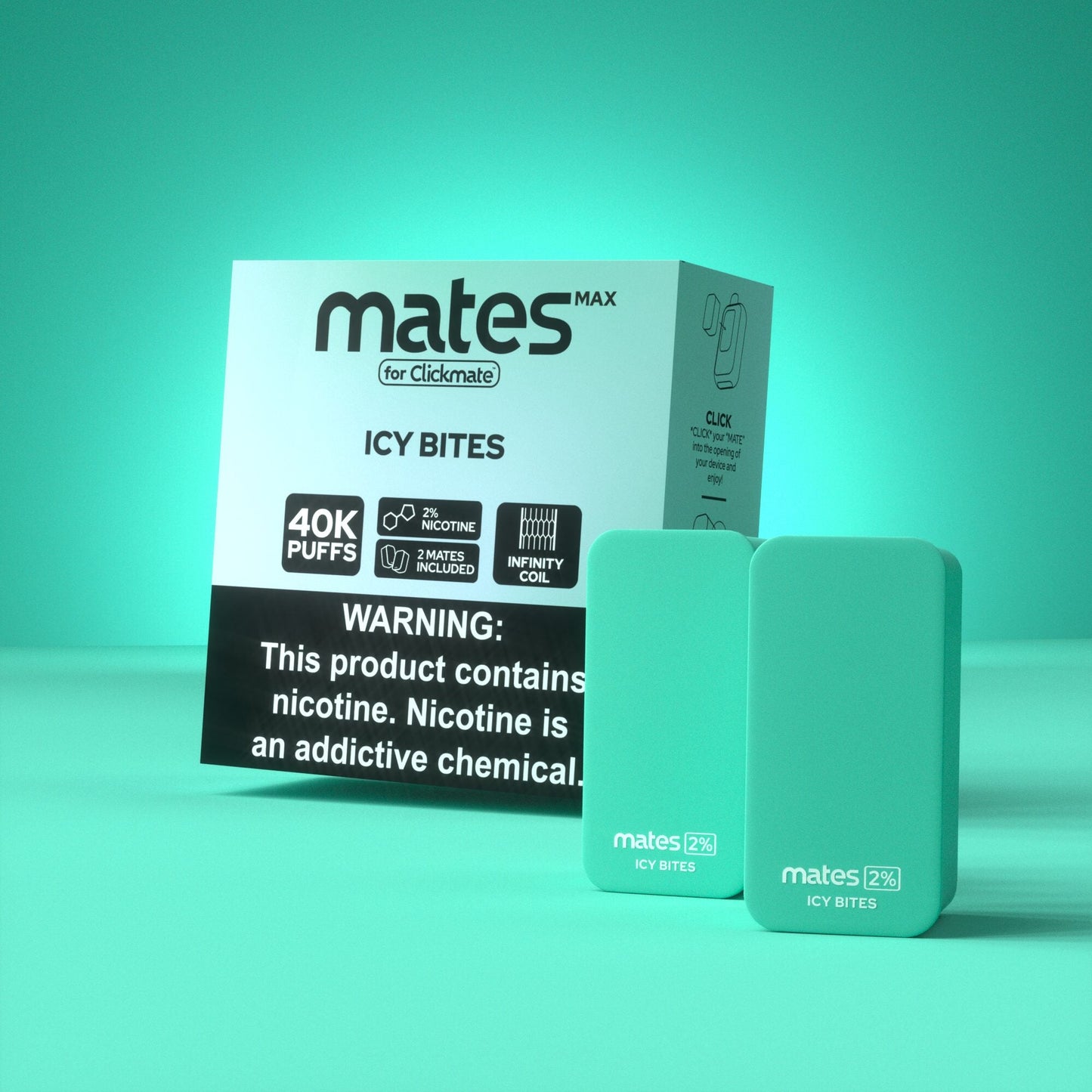7Daze Clickmates | 2% Prefilled Mates MAX | (2-Pack) | Icy Bites with packaging