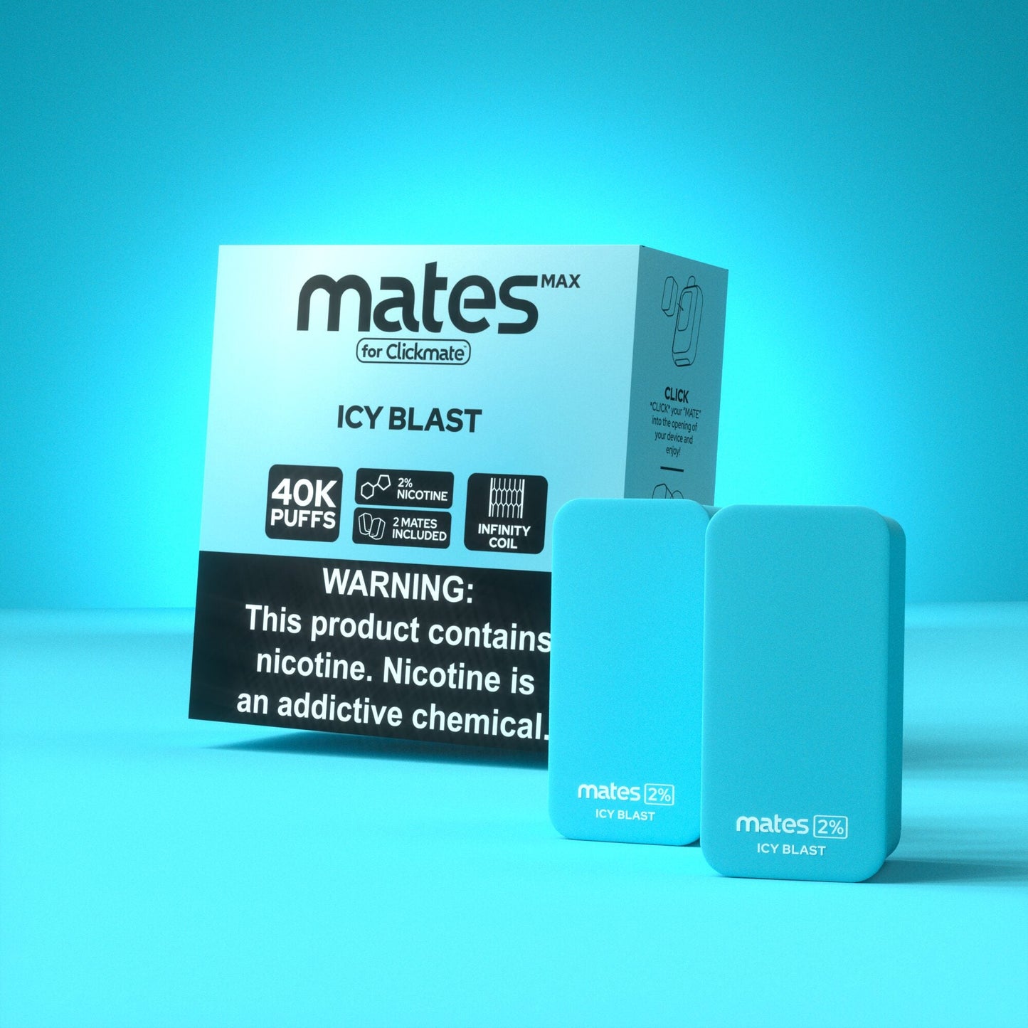 7Daze Clickmates | 5% Prefilled Mates MAX | (2-Pack) | Icy Blast with packaging