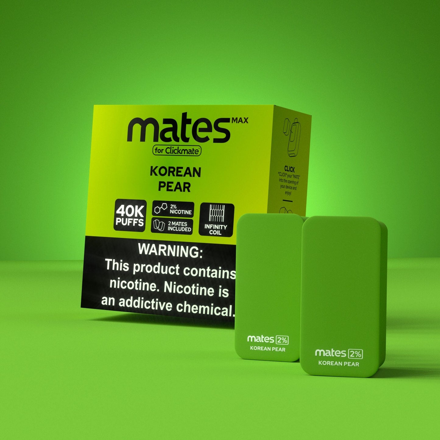 7Daze Clickmates | 2% Prefilled Mates MAX | (2-Pack) | Korean Pear with packaging