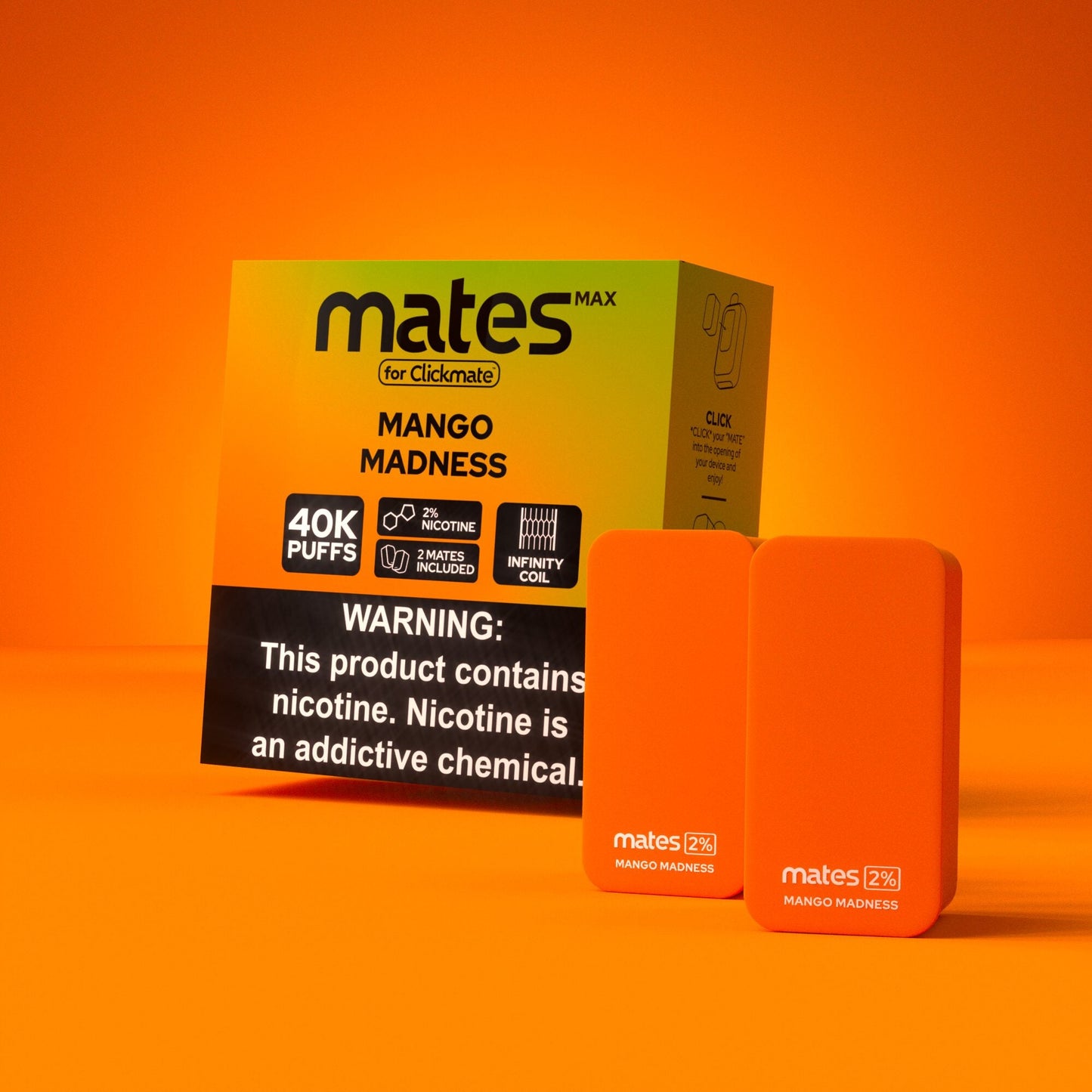 7Daze Clickmates | 2% Prefilled Mates MAX | (2-Pack) | Mango Madness with packaging